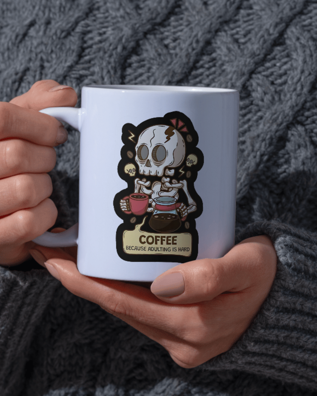 ☕💀 "Adulting Is Hard" Mug