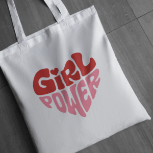 💪 Girl Power Heart Tote Bag