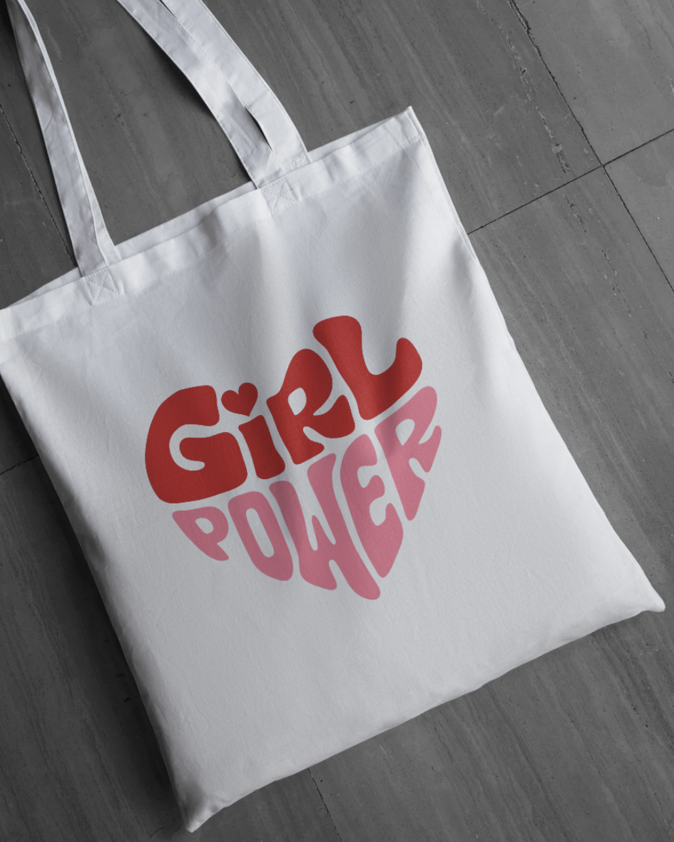 💪 Girl Power Heart Tote Bag