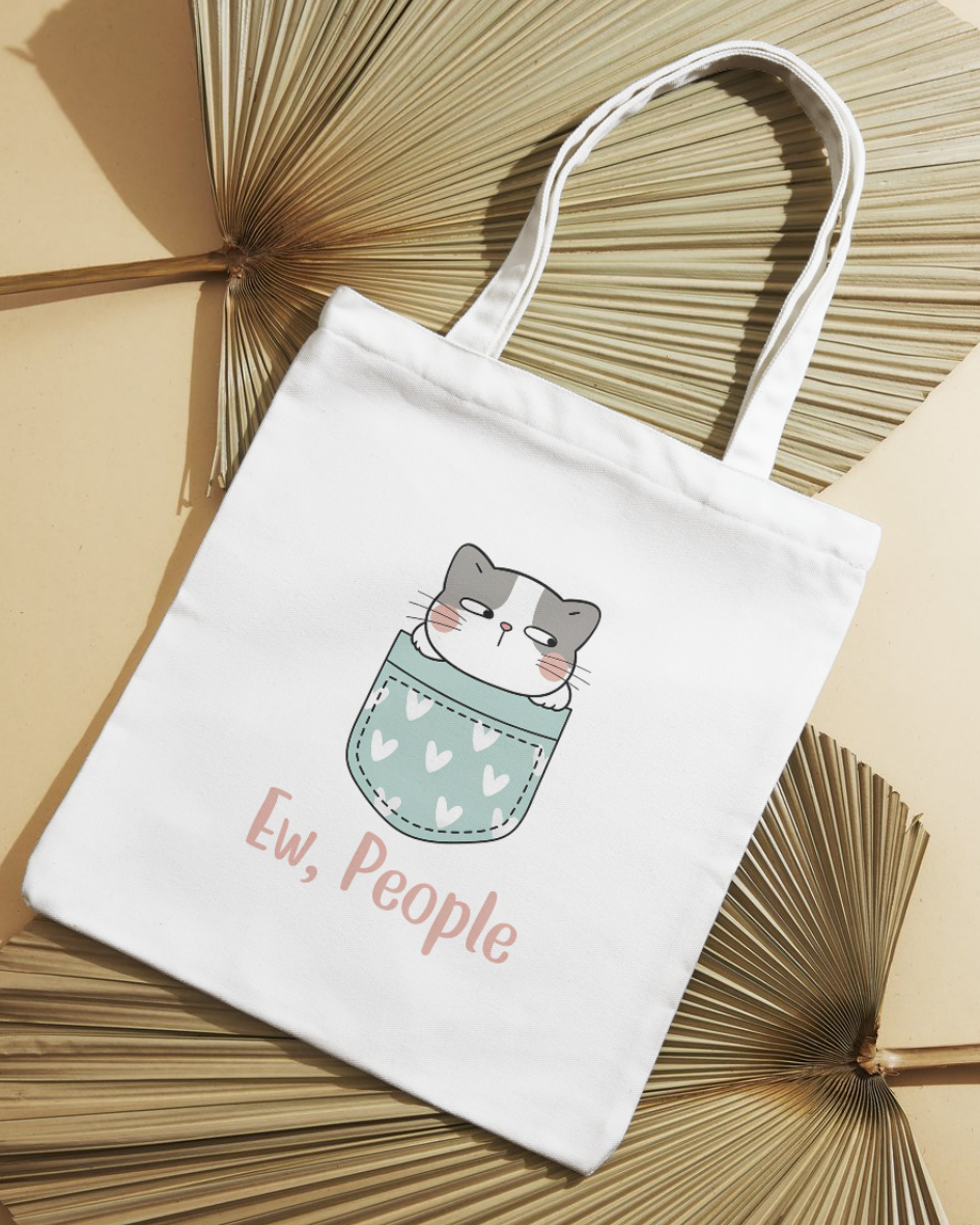 🐱 "Ew, People" Anti-Social Cat Tote Bag