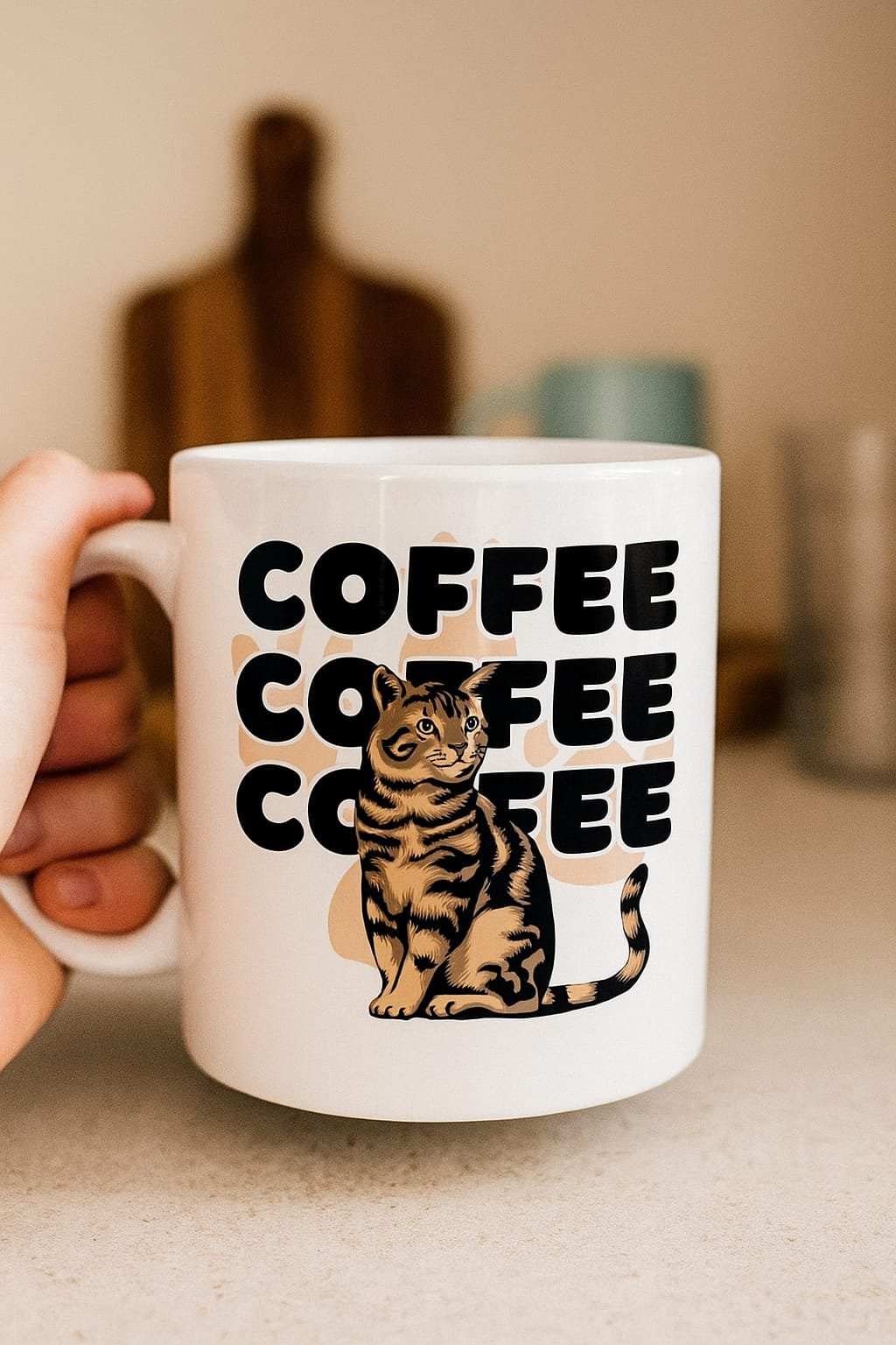 🐾 Cat & Coffee Lover Mug – “COFFEE COFFEE COFFEE”