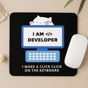 👨‍💻 "I Am Developer" Click-Click Mouse Pad