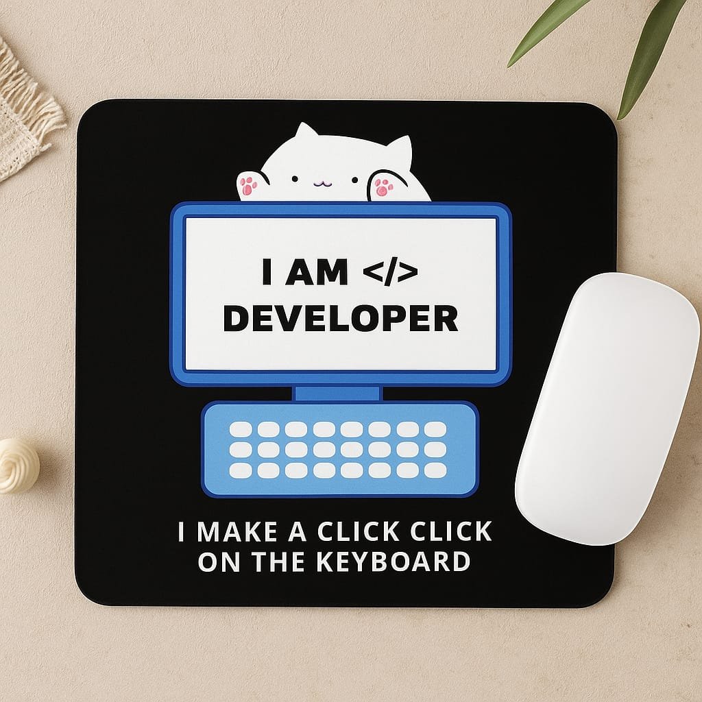 👨‍💻 "I Am Developer" Click-Click Mouse Pad