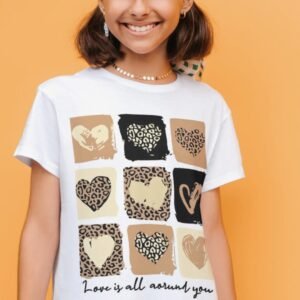 “Love Is All Around You” Heart Print T-Shirt