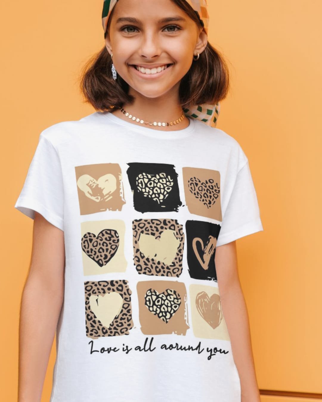 “Love Is All Around You” Heart Print T-Shirt