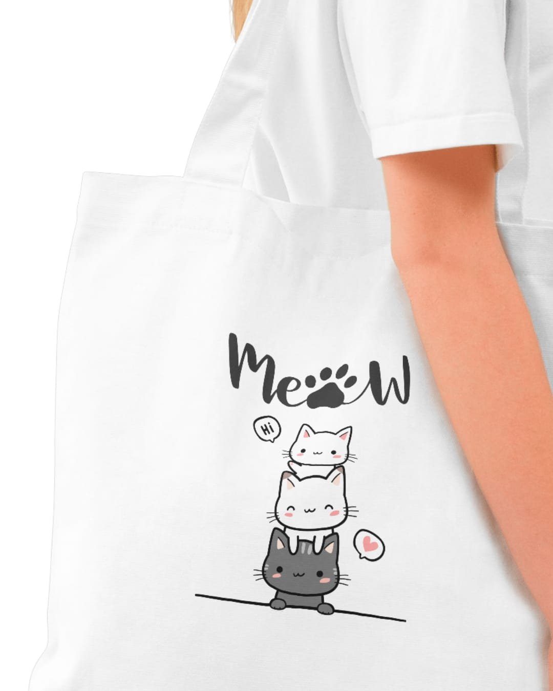 "Stacked Meow Cats" Tote Bag